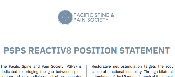 PSPS Reactiv8 position statement Mainstay Medical