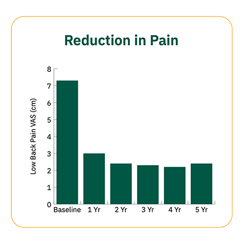 Graph showing Reduction in Pain